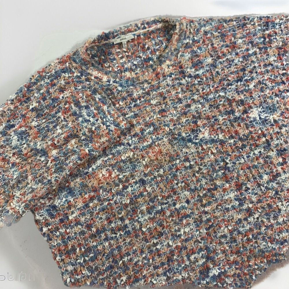 Jodifl Womans Multicolor Long Sleeve Round Neck Popcorn‎ Slouch Sweater LARGE